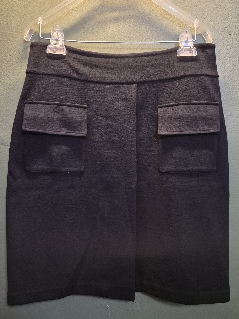 Diane von Furstenberg DVF Black Wool Blend Skirt Pocket Detail Size 8